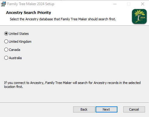 Family Tree Maker will begin to install