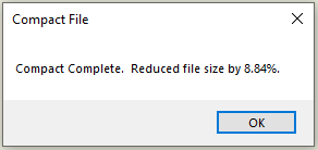 file will now be compacted