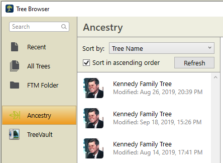 Ancestry trees