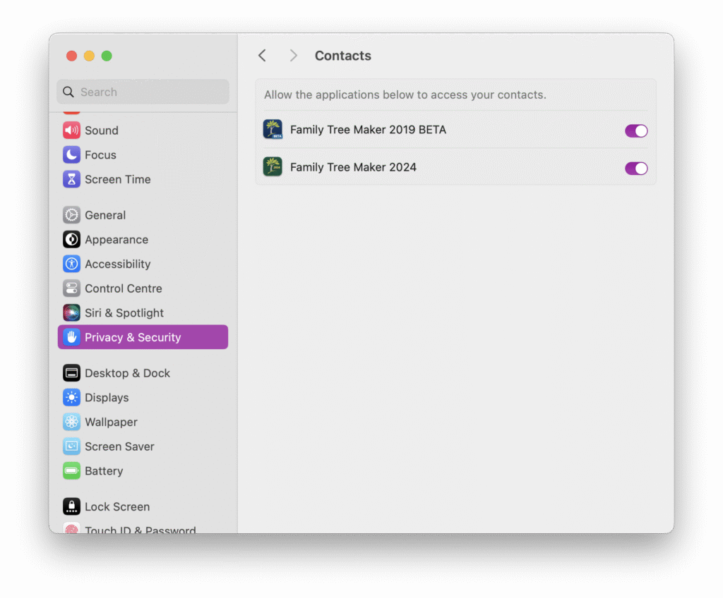 Scroll down to Contacts