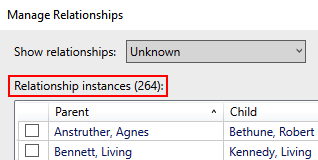 Relationship Instances list